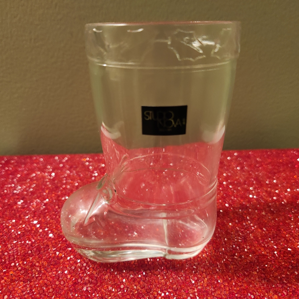 Vintage Studio Nova Clear Glass Boot Candy Holder 5"
